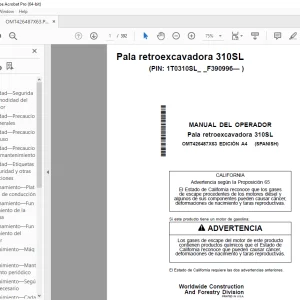 John Deere 310SL Pala Retroexcavadora Manual del Operador PDF Download