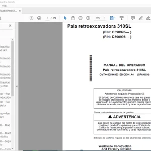 Manual de Operación para la Pala Retroexcavadora John Deere 310SL PDF