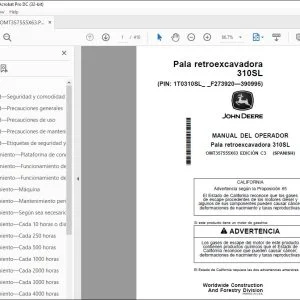 John Deere Pala retroexcavadora 310SL MANUAL DEL OPERADOR PDF