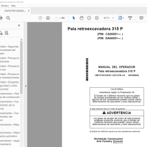 John Deere Pala retroexcavadora 315 P MANUAL DEL OPERADOR OMT479016X063 PDF
