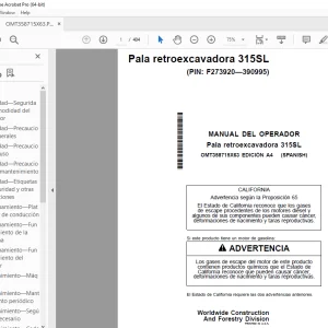 John Deere 315SL Pala Retroexcavadora Manual del Operador PDF Download