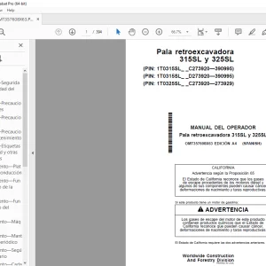 John Deere Pala retroexcavadora 315SL y 325SL MANUAL DEL OPERADOR OMT357608X63 PDF