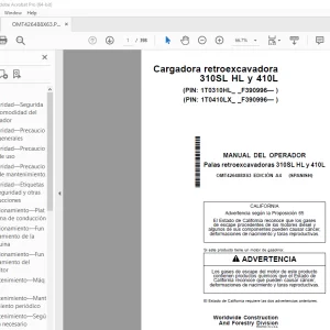 Manual de Operación para John Deere 310SL HL y 410L Palas Retroexcavadoras PDF