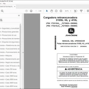 John Deere Palas retroexcavadoras 310SL HL y 410L MANUAL DEL OPERADOR PDF
