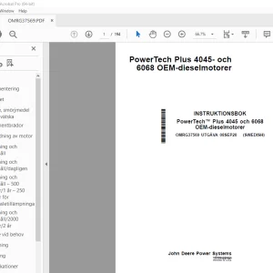 John Deere PowerTech Plus 4045 och 6068 dieselmotorer INSTRUKTIONSBOK  PDF