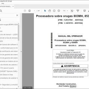 John Deere Procesadora 803MH, 853MH y 859MH MANUAL DEL OPERADOR PDF