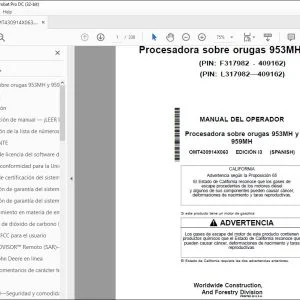 John Deere Procesadora 953MH y 959MH MANUAL DEL OPERADOR PDF