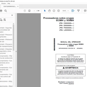 Manual de Operación para John Deere 953MH y 959MH Procesadoras PDF