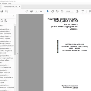 John Deere Równiarki 620G 620GP 622G i 622GP INSTRUKCJA OBSŁUGI PDF