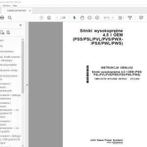 John Deere Silniki 4,5 l OEM (PSS/PSL/PVL/PVS/PWX/PSX/PWL/PWS) INSTRUKCJA OBSŁUGI PDF