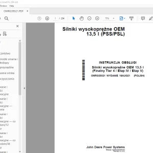 John Deere Silniki wysokoprężne 13,5 l (PSS/PSL) INSTRUKCJA OBSŁUGI PDF