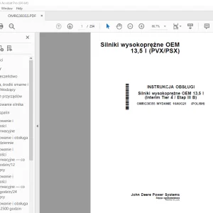 John Deere Silniki wysokoprężne OEM 13,5 l (PVX/PSX) INSTRUKCJA OBSŁUGI PDF