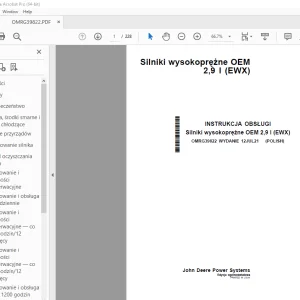 John Deere Silniki wysokoprężne OEM 2,9 l (EWX) INSTRUKCJA OBSŁUGI PDF