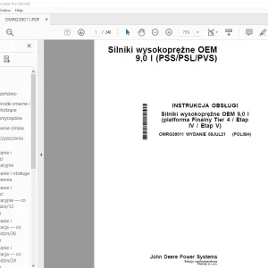 John Deere Silniki wysokoprężne OEM 9,0 l (PSS/PSL/PVS) INSTRUKCJA OBSŁUGI PDF