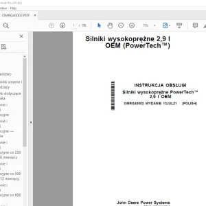 John Deere Silniki wysokoprężne 2,9 l OEM INSTRUKCJA OBSŁUGI PDF