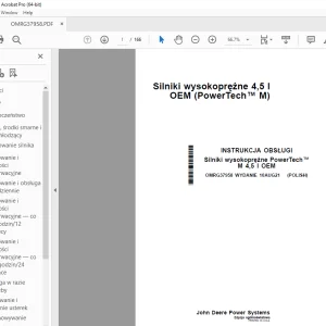 John Deere Silniki PowerTech™ M 4,5 l OEM INSTRUKCJA OBSŁUGI PDF