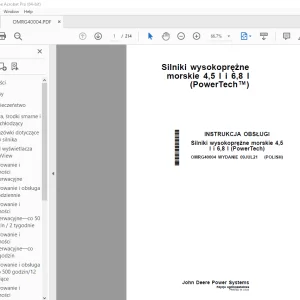 John Deere Silniki wysokoprężne 4,5 l i 6,8 l INSTRUKCJA OBSŁUGI PDF