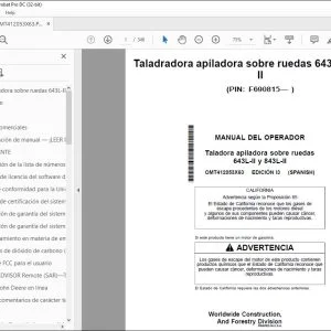 John Deere Taladora apiladora 643L-II y 843L-II MANUAL DEL OPERADOR PDF