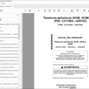 John Deere Taladoras-apiladoras 903M, 953M y 959M MANUAL DEL OPERADOR PDF