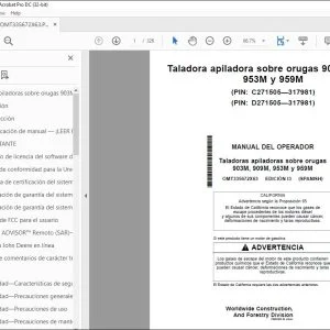 John Deere sobre orugas 903M, 909M, 953M y 959M MANUAL DEL OPERADOR PDF