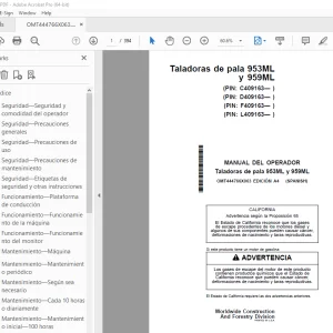 John Deere Taladoras de pala 953ML y 959ML MANUAL DEL OPERADOR PDF