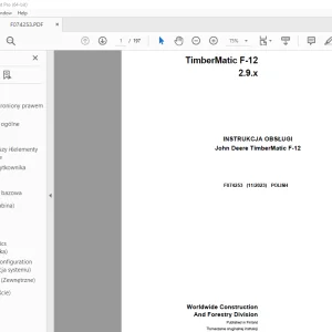 John Deere TimberMatic F-12 2.9.x INSTRUKCJA OBSŁUGI F074253 PDF