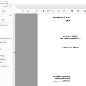 John Deere TimberMatic F-12 2.9.x INSTRUKTIONSBOK F074242 - PDF DOWNLOAD