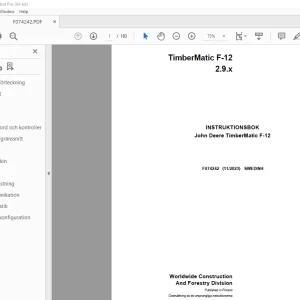 John Deere TimberMatic F-12 2.9.x INSTRUKTIONSBOK F074242 - PDF DOWNLOAD