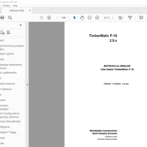John Deere TimberMatic F-16 2.9.x INSTRUKCJA OBSŁUGI F692347 PDF