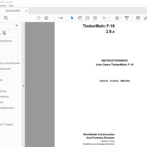 John Deere TimberMatic F-16 2.9.x INSTRUKTIONSBOK F692336 - PDF DOWNLOAD