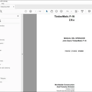John Deere TimberMatic F-16 2.9.x MANUAL DEL OPERADOR F692352 PDF