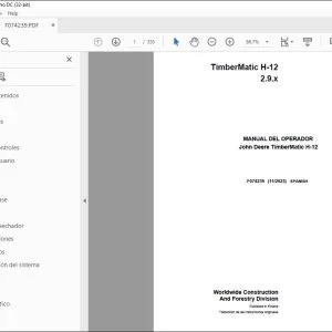 John Deere TimberMatic H-12 2.9.x MANUAL DEL OPERADOR F074239 PDF