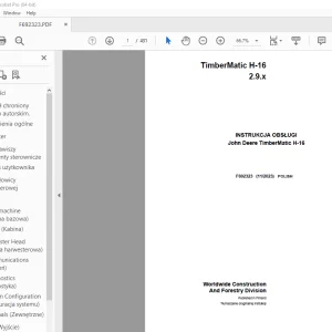 John Deere TimberMatic H-16 2.9.x INSTRUKCJA OBSŁUGI F692323 PDF