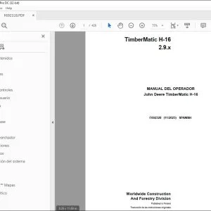 John Deere TimberMatic H-16 2.9.x MANUAL DEL OPERADOR F692328 PDF