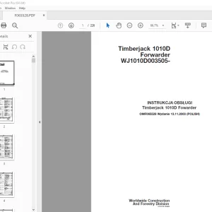 John Deere Timberjack 1010D Fowarder INSTRUKCJA OBSŁUGI PDF