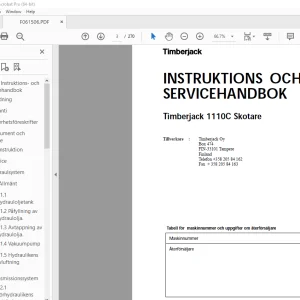 John Deere Timberjack 1110C Skotare Instuktions och servicehandbok PDF