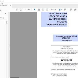 John Deere Timberjack 1110C Форвардер Руководство по эксплуатации PDF