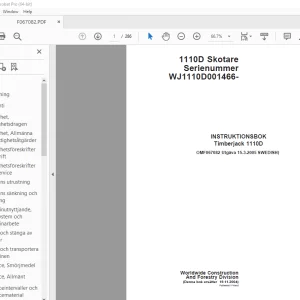 INSTRUKTIONSBOK John Deere Timberjack 1110D Skotare OMF067082 PDF