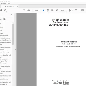 John Deere Timberjack 1110D Skotare INSTRUKTIONSBOK OMF067082 PDF