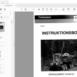 John Deere Timberjack 1210 Skotare INSTRUKTIONSBOK F033340 PDF
