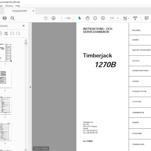 John Deere Timberjack 1270B INSTRUKTIONS OCH SERVICEHANDBOK PDF