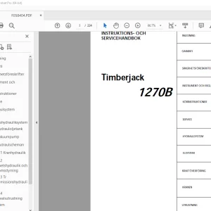 INSTRUKTIONS OCH SERVICEHANDBOK John Deere Timberjack 1270B PDF