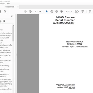 John Deere Timberjack 1410D Skotare INSTRUKTIONSBOK OMF065867 PDF