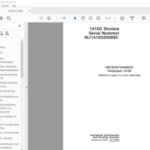 INSTRUKTIONSBOK John Deere Timberjack 1410D Skotare OMF067073 PDF