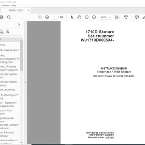 INSTRUKTIONSBOK John Deere Timberjack 1710D Skotare OMF067041 PDF