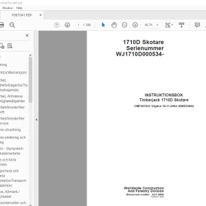 John Deere Timberjack 1710D Skotare INSTRUKTIONSBOK OMF067041 PDF