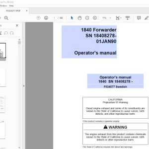 John Deere Timberjack 1840 INSTRUKTIONSBOK F034577 - PDF DOWNLOAD