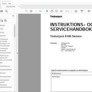 Instuktions och servicehandbok John Deere Timberjack 810B Skotare PDF