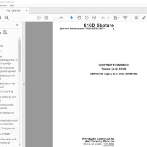 John Deere Timberjack 810D Skotare INSTRUKTIONSBOK OMF067096 PDF