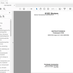 John Deere Timberjack 810D Skotare INSTRUKTIONSBOK OMF067096 PDF